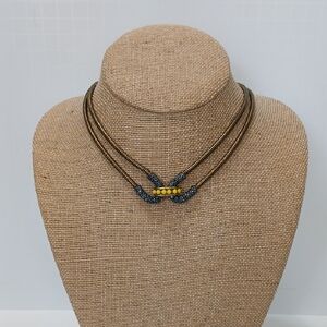 Elegant Giles & Brother Brass-Tone Necklace with Yellow and Blue Accents